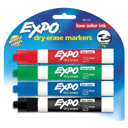 EXPO 1 Low Odor Assorted Color Dry Erase Markers 4 Pk